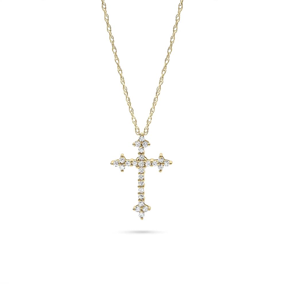 Diamond Cross Pendant in 10K Yellow Gold (1/7 ct. tw.) – Image 1 of 4