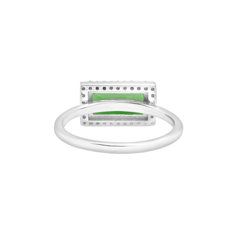 Jade and White Sapphire Cocktail Ring in Sterling Silver – Image 4 of 5