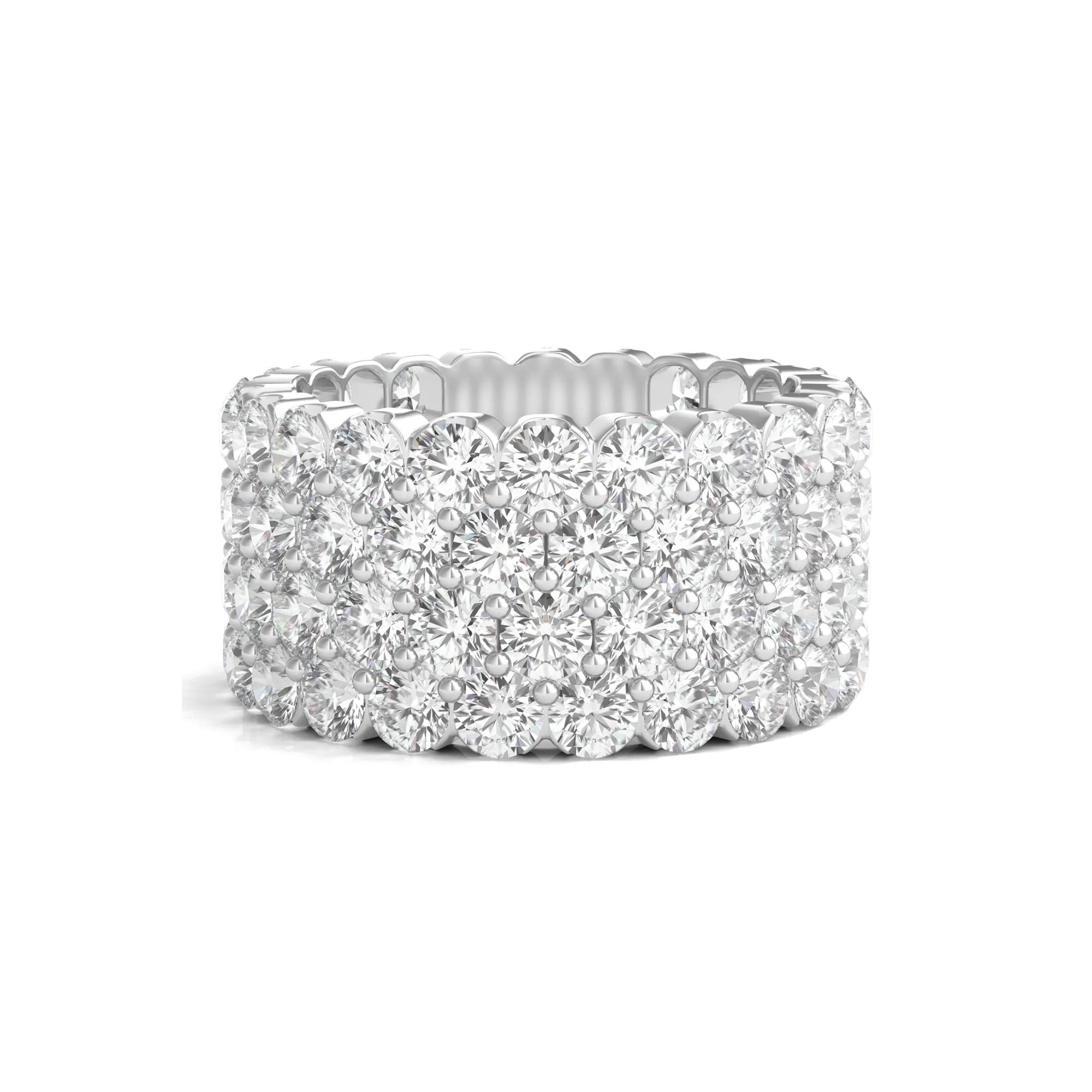 9 ct. tw. Diamond Multi-Row Band Ring | 18K White Gold | Round Brilliant Cut | Size 7 | Luxe Jewelry