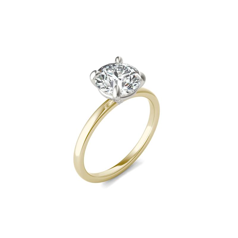 Lab-Created Moissanite Solitaire in 14K Yellow &amp; White Gold – Image 4 of 4