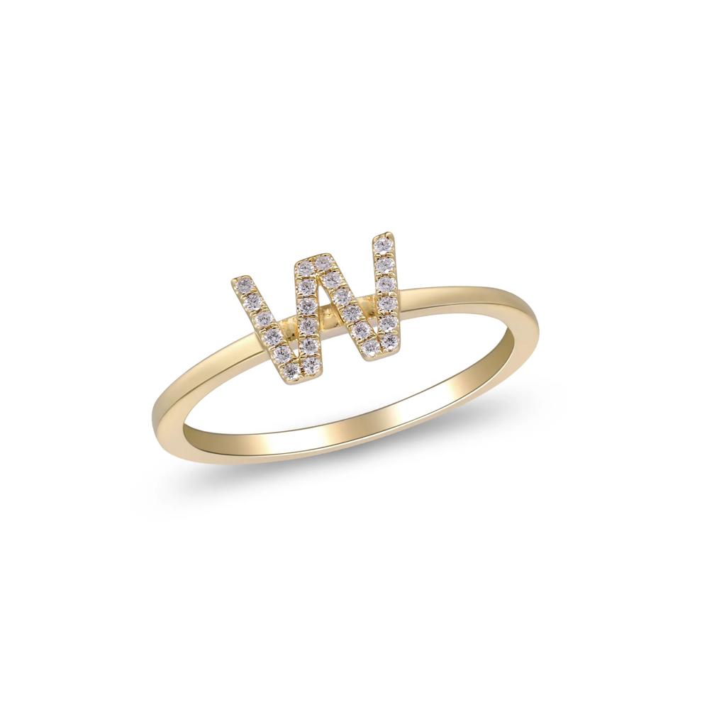 Diamond Accent "W" Initial Ring in 10K Yellow Gold – Image 4 of 5