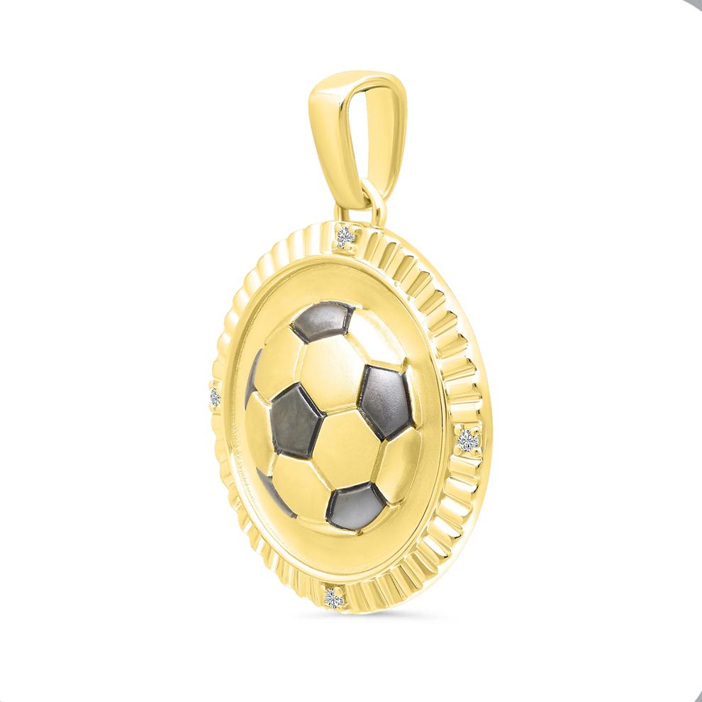 Diamond Accent Soccer Medallion Charm in 10K Yellow Gold – Image 2 of 2
