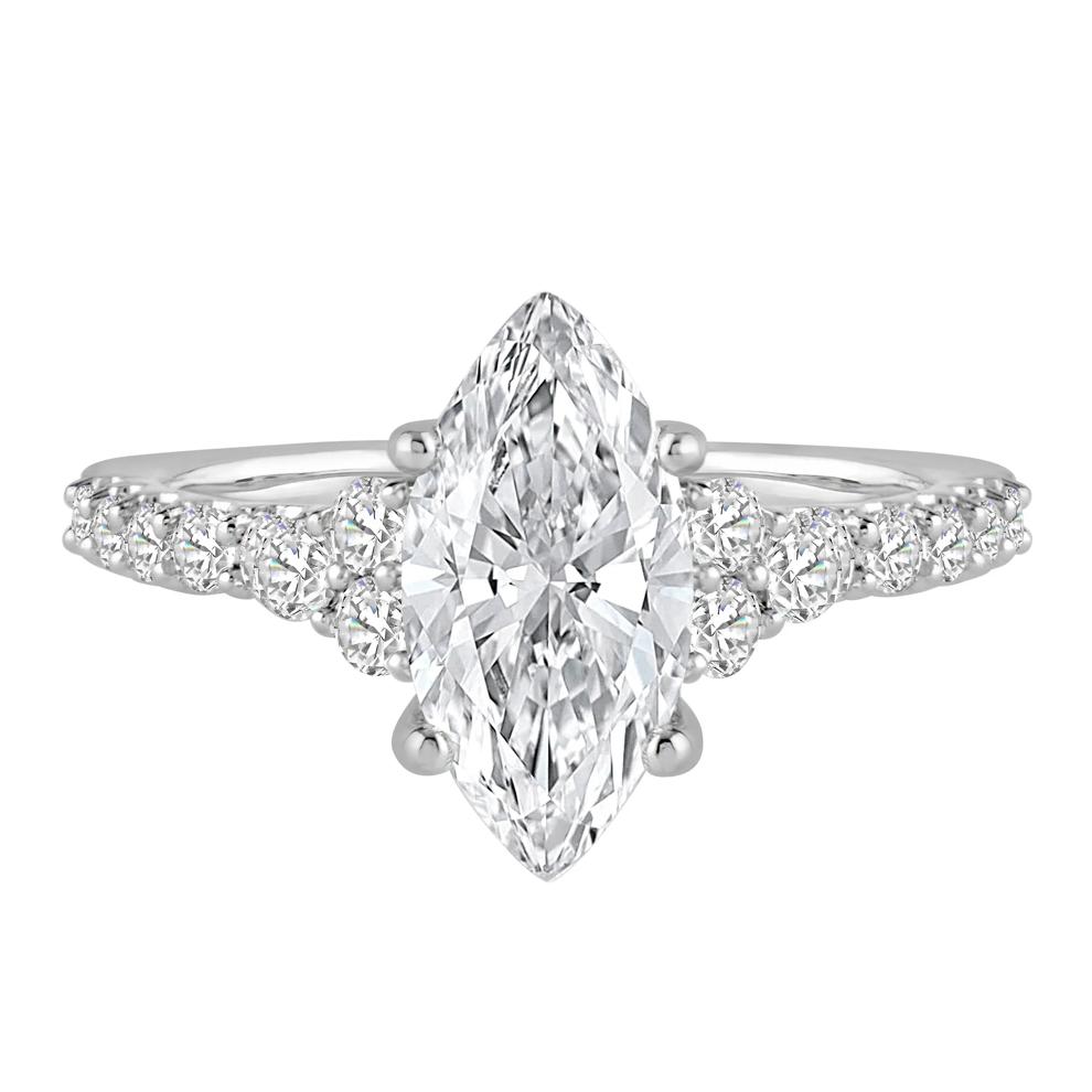 Lab Grown Diamond Marquise-Cut Center Engagement Ring in 14K White Gold (2 ct. tw.) – Image 1 of 4