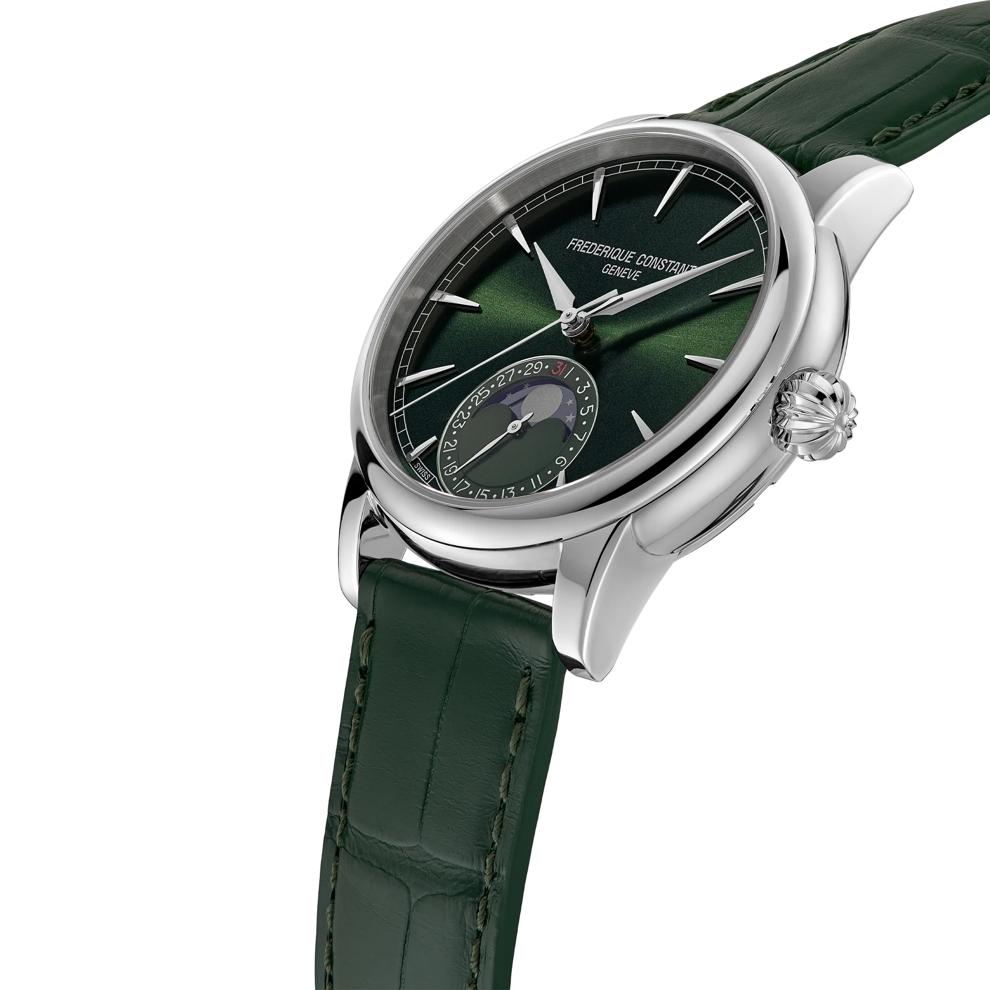 Men's Moonphase Watch With a Green Leather Strap – Image 3 of 3