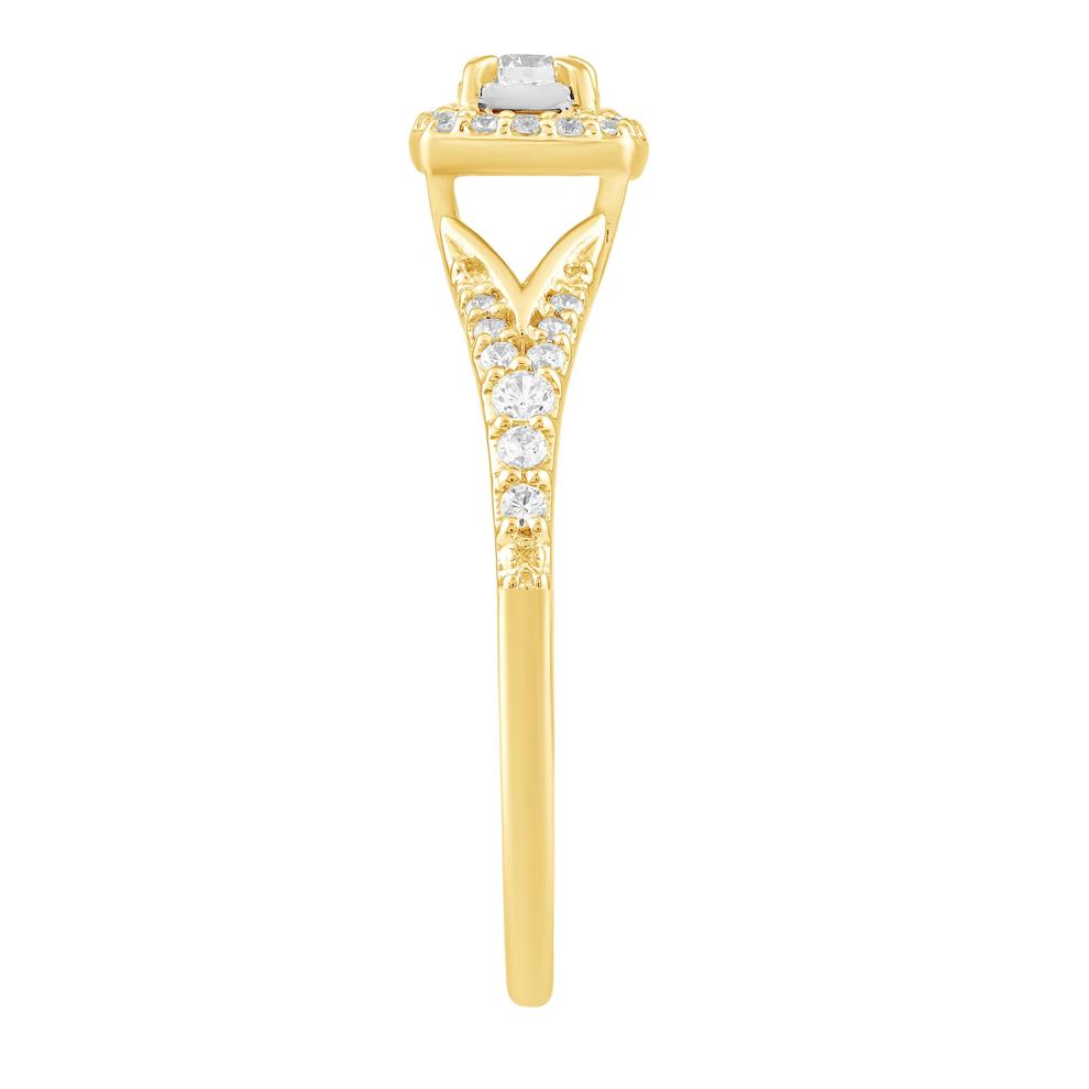 Round Diamond Halo Promise Ring in 10K Yellow Gold (1/4 ct. tw.) – Image 3 of 3