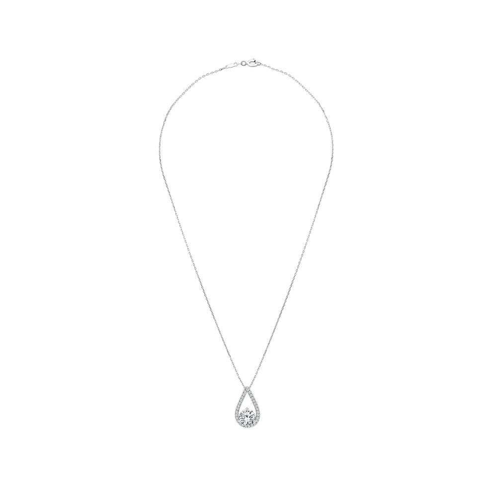 Lab Grown Diamond Pear-Shaped Drop Pendant Necklace in 14K White Gold (1 1/5 ct. tw.) – Image 2 of 4