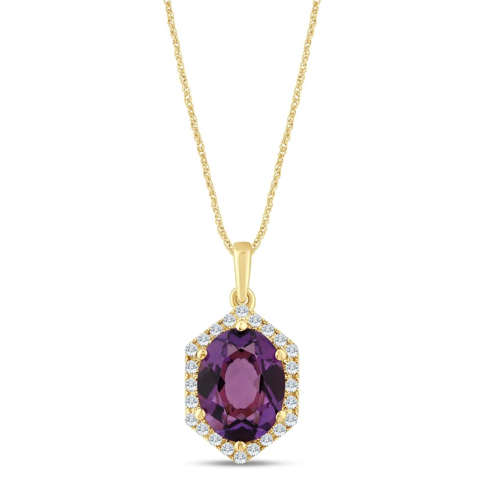 Oval Pink Amethyst Pendant in 10K Yellow Gold (1/10 ct. tw.) – Image 1 of 2