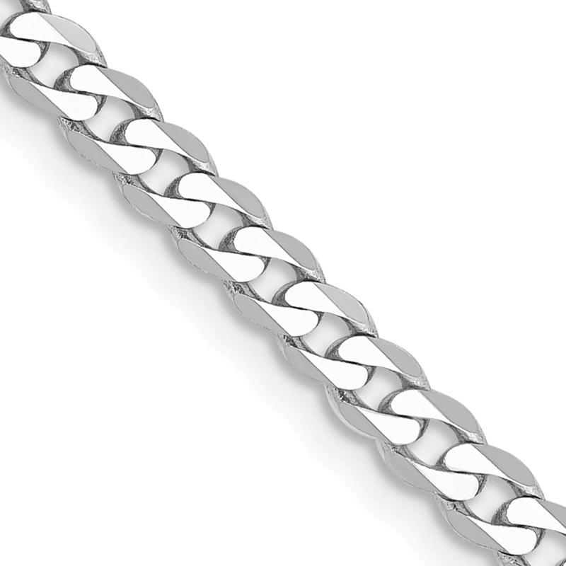 Solid Flat Beveled Curb Chain in 14K White Gold, 2.9MM, 24&rdquo; – Image 2 of 4
