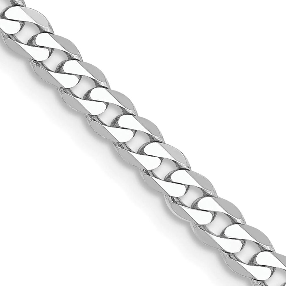 Solid Flat Beveled Curb Chain in 14K White Gold, 2.9MM, 24&rdquo; – Image 2 of 4