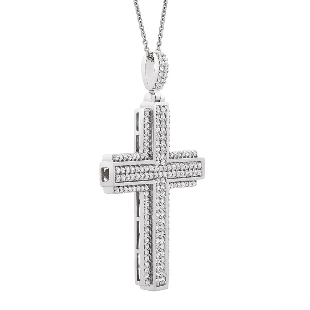 1 ct. tw. Diamond Cross Pendant in Sterling Silver – Image 3 of 3