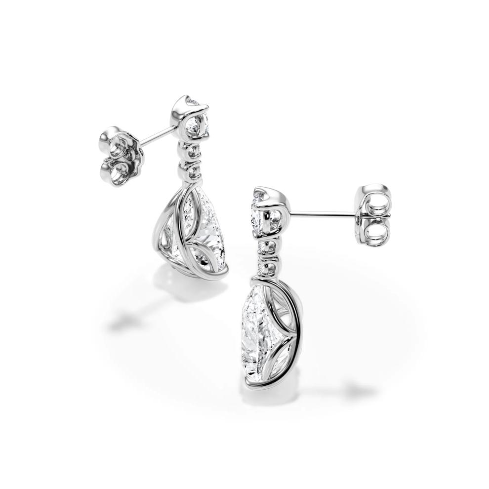 Lab Grown Diamond Pear-Shaped &amp; Round Drop Earrings in 14K White Gold (9 ct. tw.) – Image 2 of 2