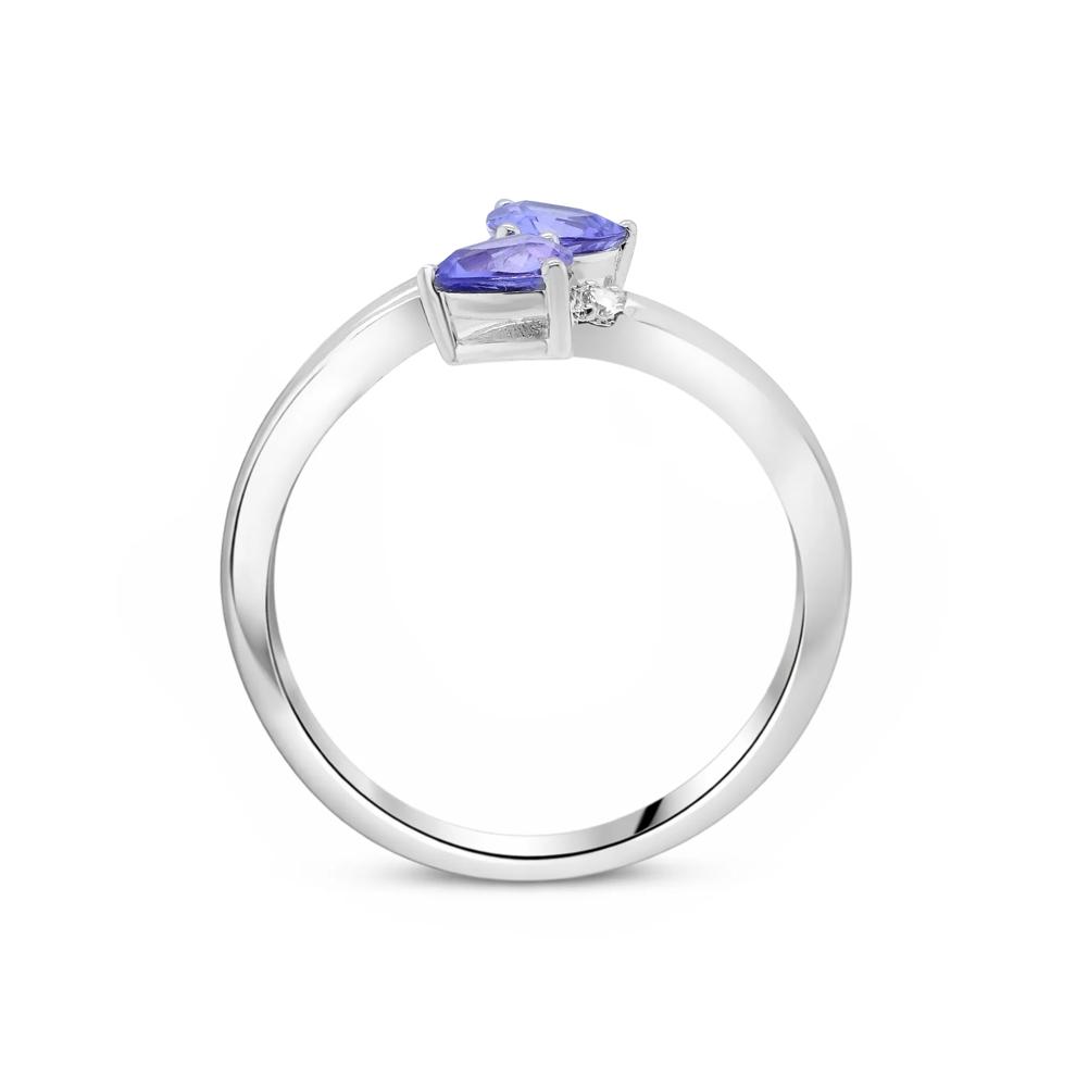 Trillion-Cut Tanzanite &amp; Diamond Accent Bypass Ring in Sterling Silver – Image 2 of 4