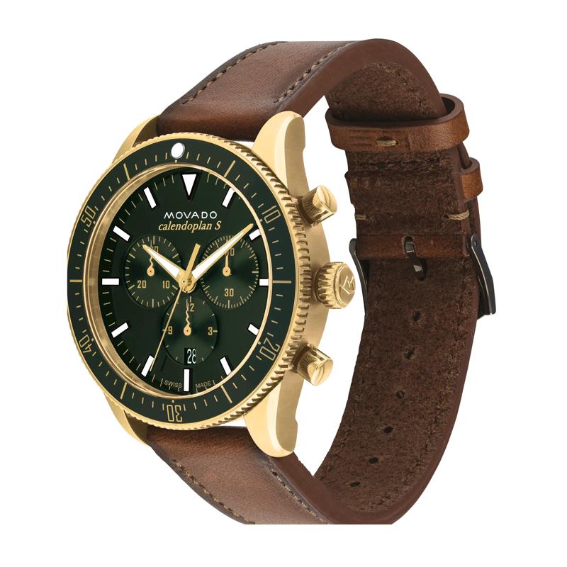 Men&rsquo;s Heritage Dress Watch with Leather Band in Green Ion-Plated Stainless Steel – Image 2 of 3