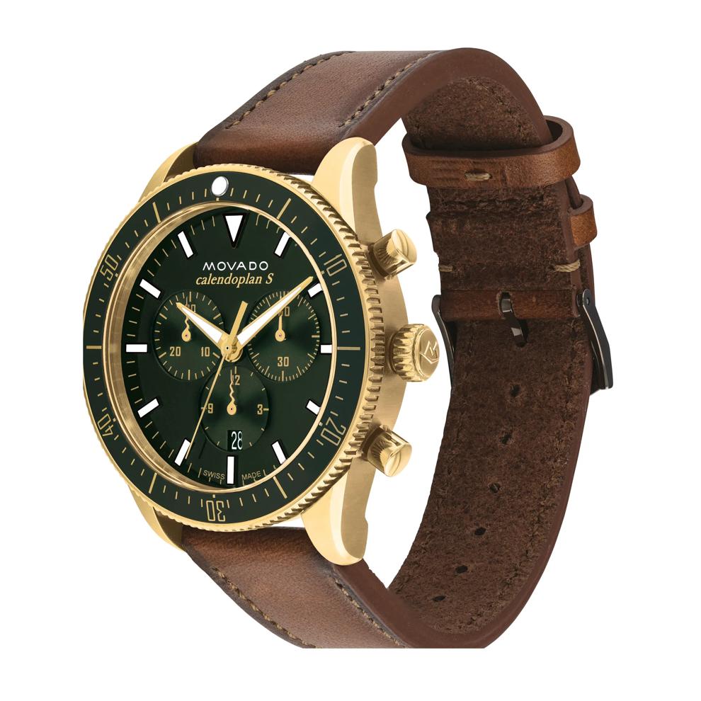 Men&rsquo;s Heritage Dress Watch with Leather Band in Green Ion-Plated Stainless Steel – Image 2 of 3