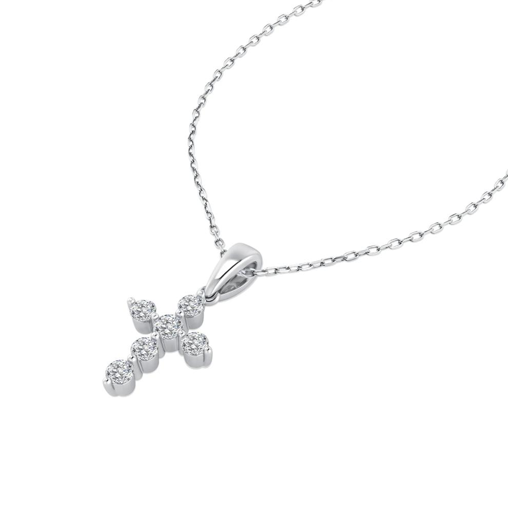 Diamond Cross Pendant Necklace in Sterling Silver (1/5 ct. tw.) – Image 2 of 4