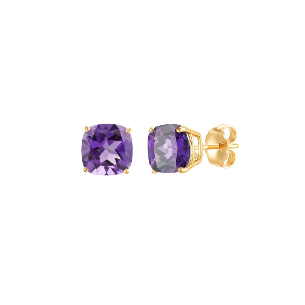 Purple Amethyst Stud Earrings in 10K Yellow Gold – Image 1 of 1