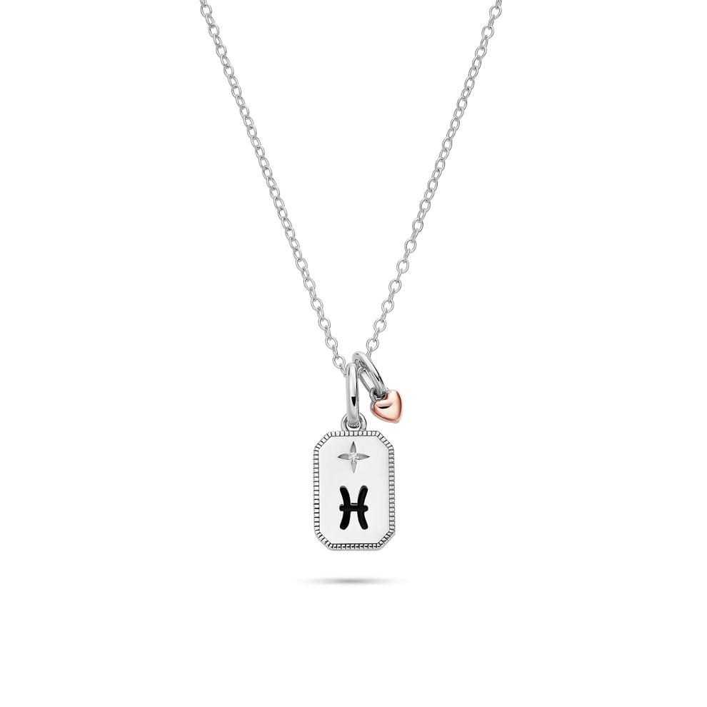 Lab Grown Diamond Accent Pisces Tag Pendant in Sterling Silver &amp; 10K Rose Gold – Image 1 of 1