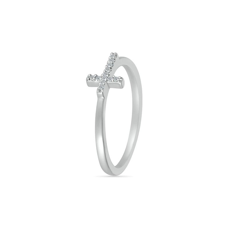 Diamond Accent Cross Ring in Sterling Silver – Image 5 of 5