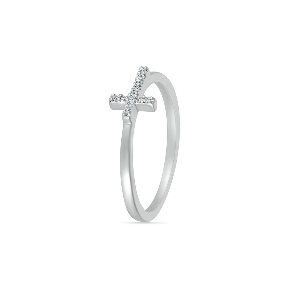 Diamond Accent Cross Ring in Sterling Silver – Image 5 of 5
