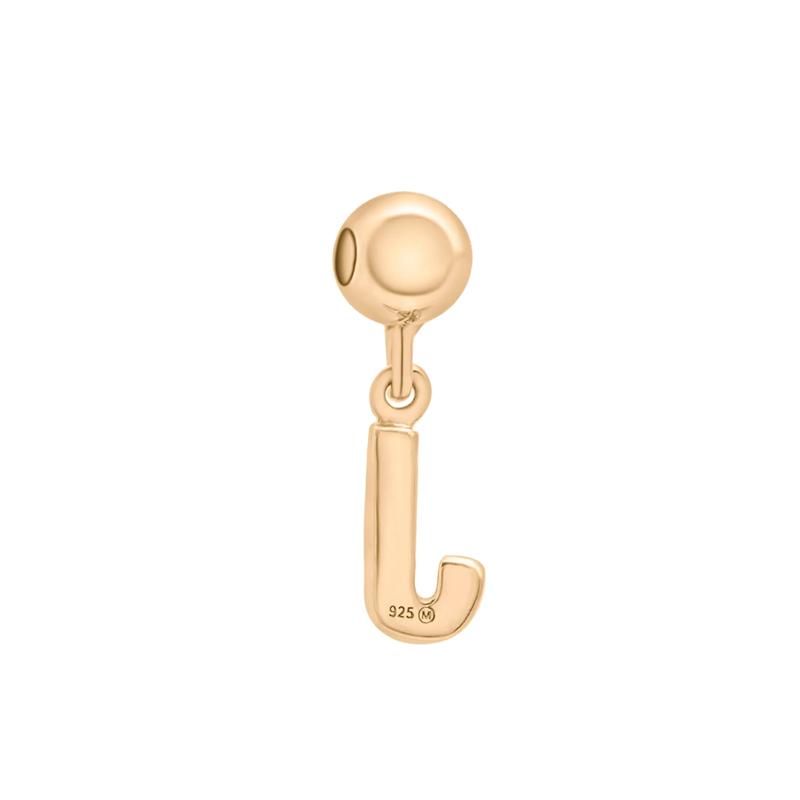 Diamond Accent J Initial Bead Charm in Vermeil – Image 3 of 3