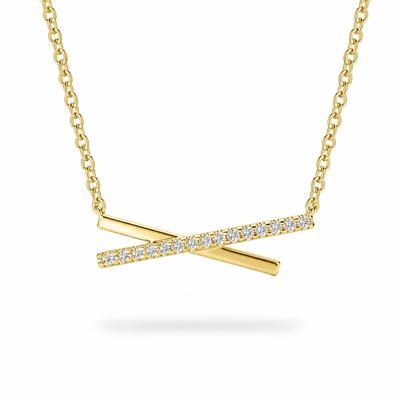Diamond X Pendant Necklace in 10K Yellow Gold (1/10 ct. tw.)
