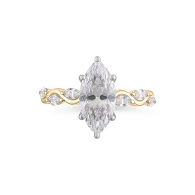 Lab Grown Diamond Marquise Engagement Ring in 14K Yellow & White Gold (2 1/3 ct. tw.)