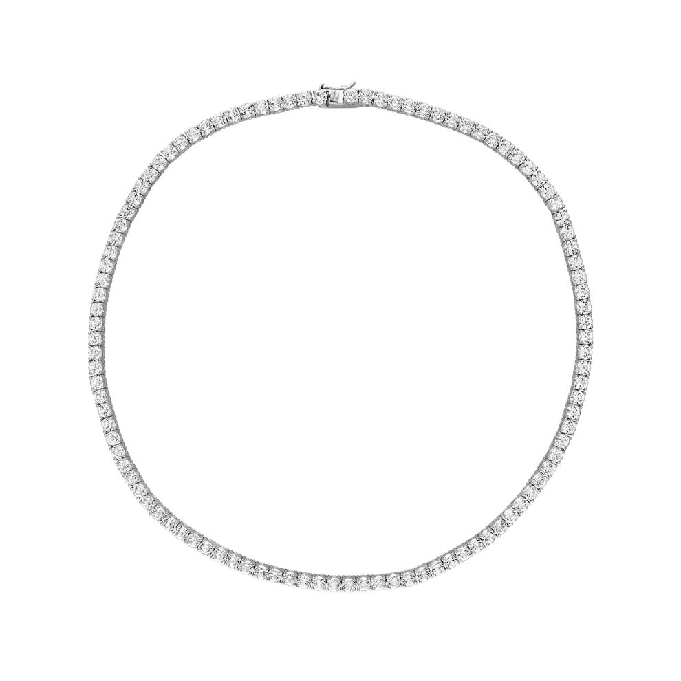 Lab Created White Sapphire Tennis Necklace in Sterling Silver – Image 3 of 4
