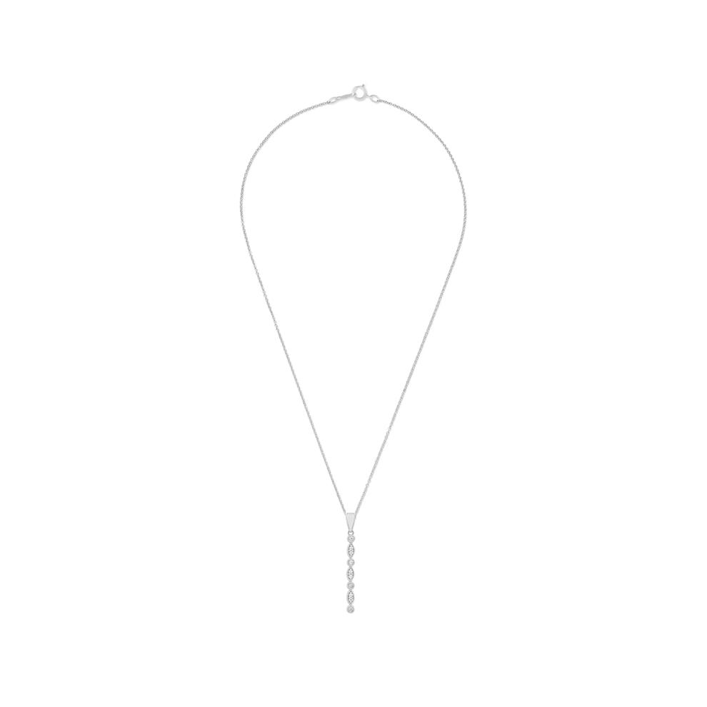 Diamond Round Faux Marquise Drop Pendant in Sterling Silver (1/10 ct. tw.) – Image 3 of 4