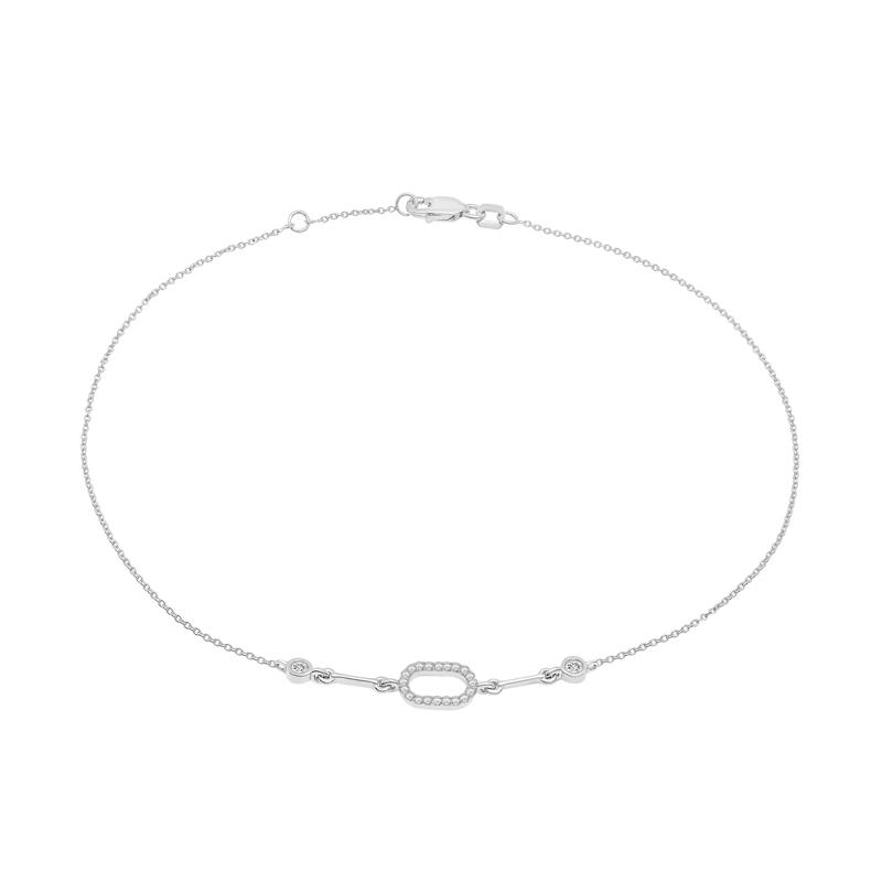 Diamond Oval Bracelet in 10K White Gold &#40;1/7 ct. tw.&#41; – Image 1 of 1