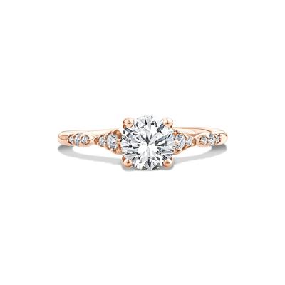 Lab Grown Diamond Round Center Faux Marquise Engagement Ring in 10K Rose Gold (1 1/8 ct. tw.)