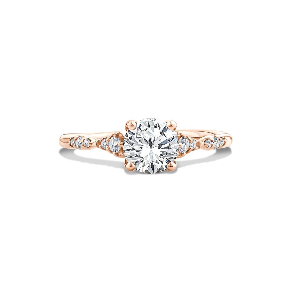 Lab Grown Diamond Round Center Faux Marquise Engagement Ring in 10K Rose Gold (1 1/8 ct. tw.) – Image 1 of 4