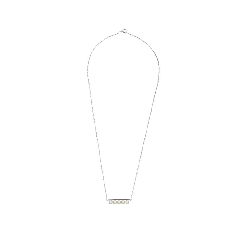 Freshwater Cultured Pearl Bar Pendant Necklace in Sterling Silver – Image 3 of 4