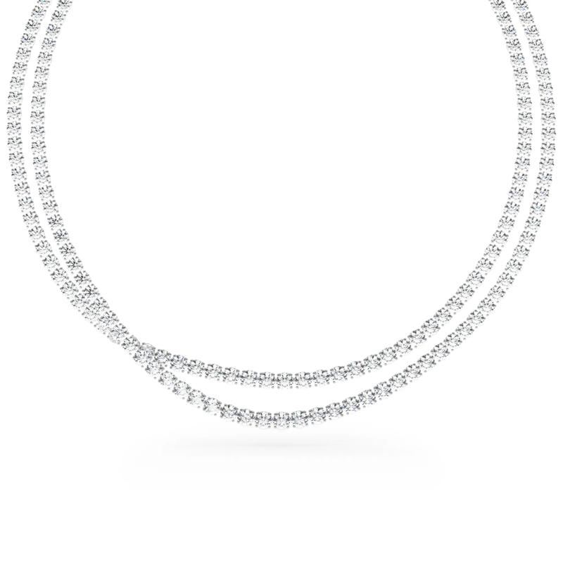 Lab Grown Diamond Double Row Necklace in 14K White Gold &#40;50 ct. tw.&#41; – Image 1 of 4