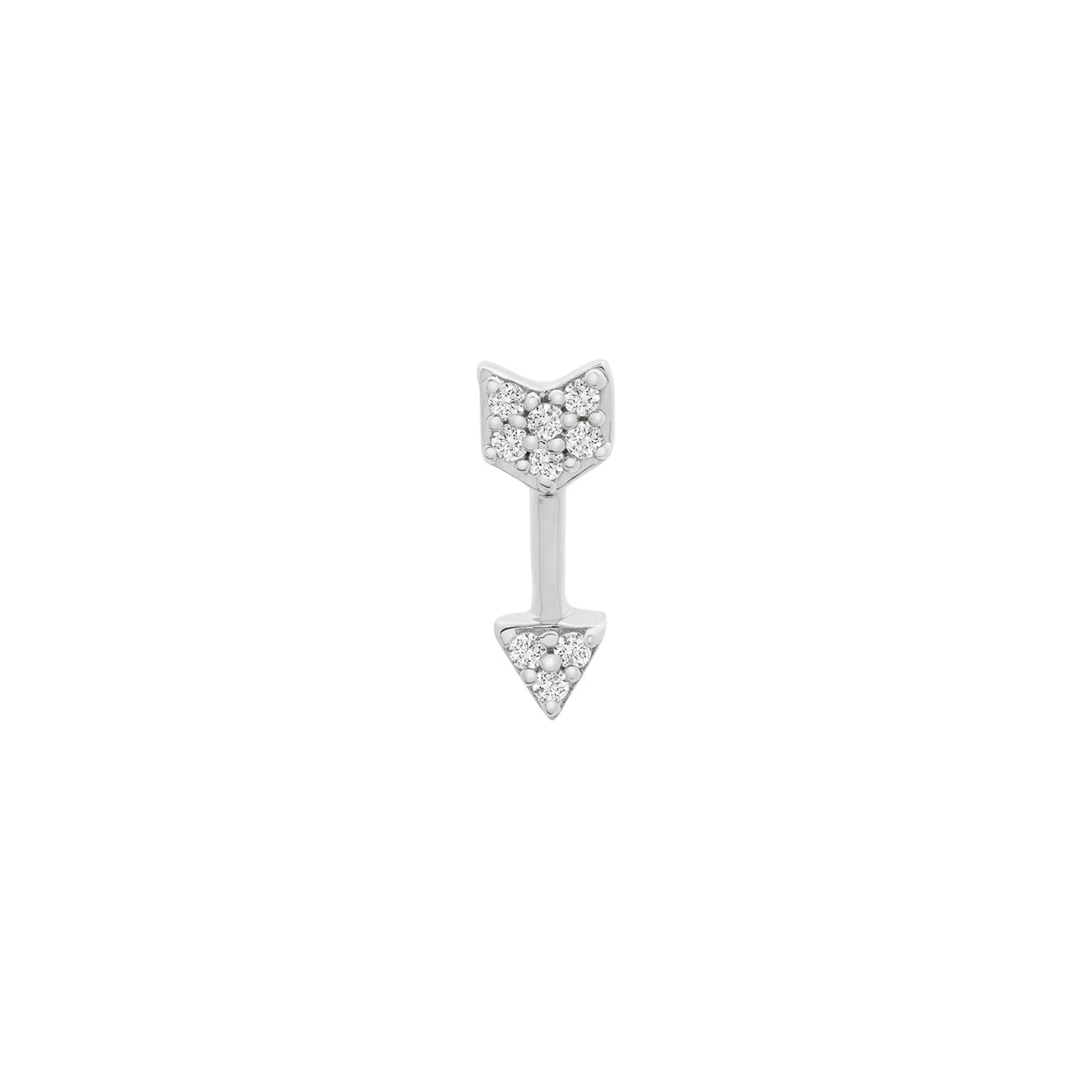Diamond Arrow Single Stud Earring in 10K White Gold | Helzberg