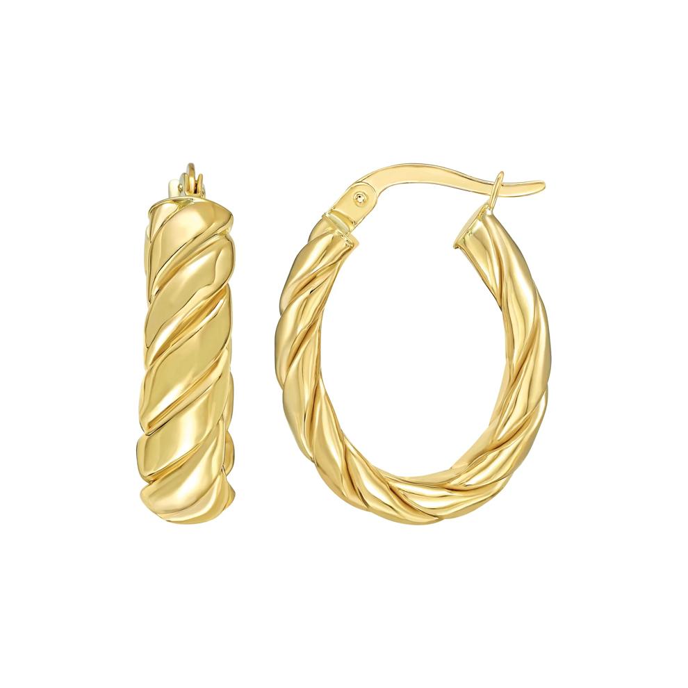 Oval Twisted Hoop Earrings in 14K Yellow Gold – Image 2 of 4