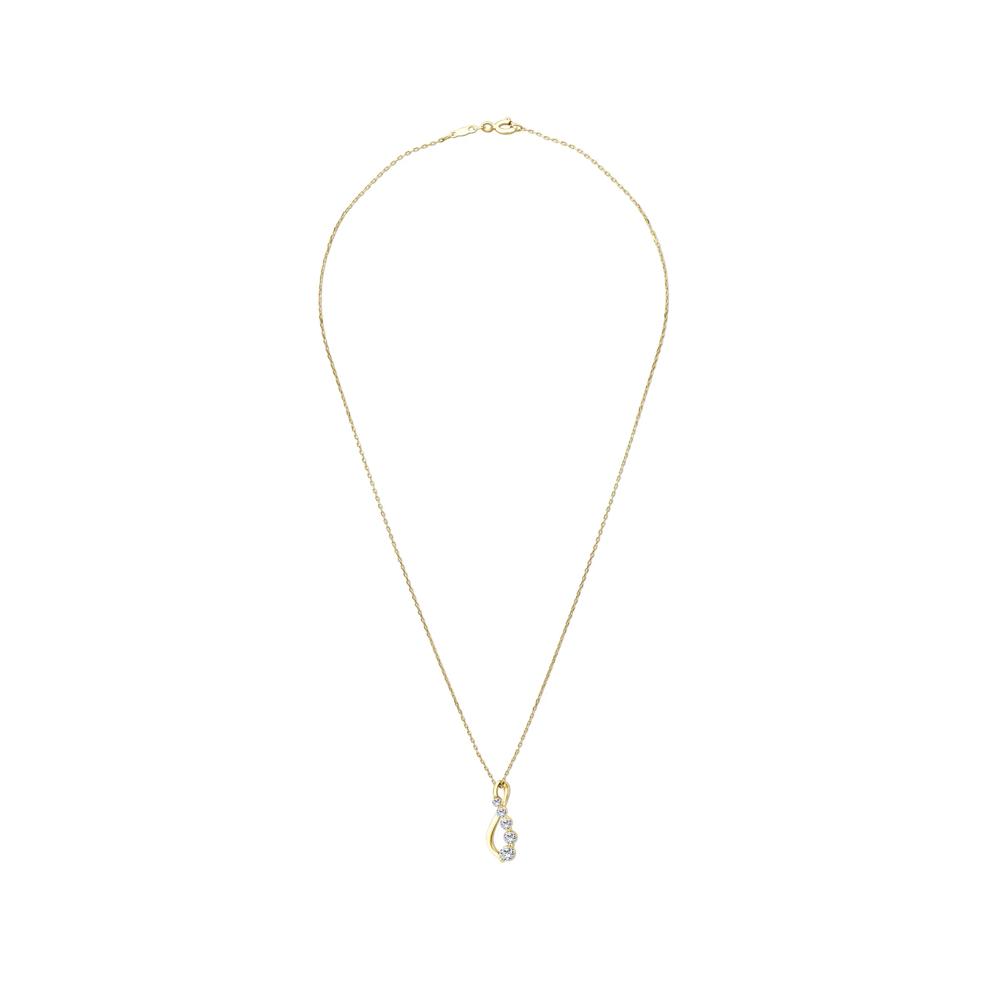Diamond Five-Stone Drop Pendant in 10K Yellow Gold (1/3 ct. tw.) – Image 3 of 4
