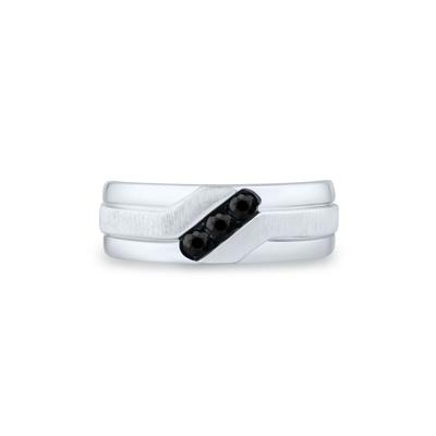 Men's Black Diamond Band in 10K White Gold (1/3 ct. tw.)