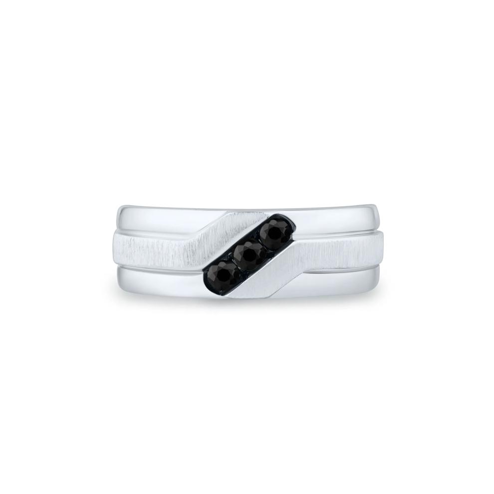 Men's Black Diamond Band in 10K White Gold (1/3 ct. tw.) – Image 1 of 3