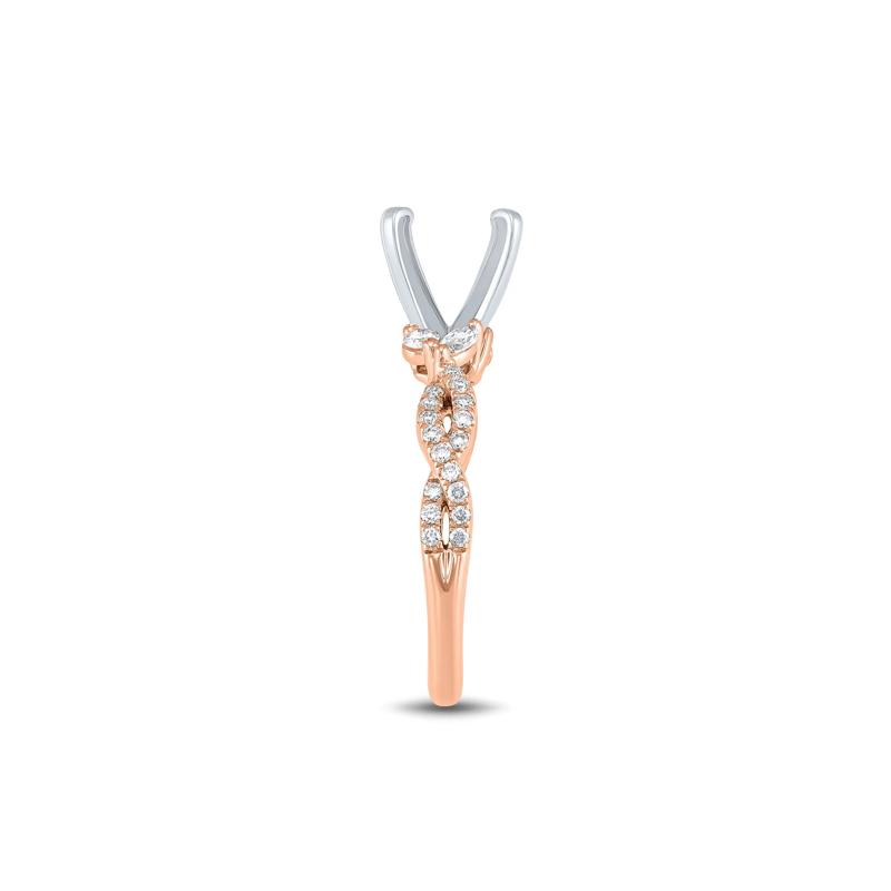 Lab Grown Diamond Marquise and Round Semi-Mount in 14K Rose &amp; White Gold &#40;3/8 ct. tw.&#41; &#40;Setting Only&#41; – Image 5 of 6