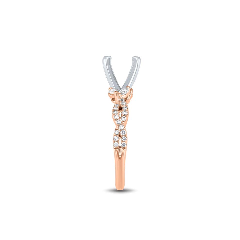 Lab Grown Diamond Marquise and Round Semi-Mount in 14K Rose &amp; White Gold (3/8 ct. tw.) (Setting Only) – Image 5 of 6