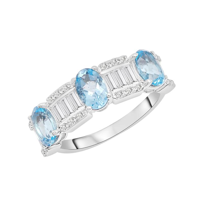 Blue and White Topaz Band in Sterling Silver – Image 5 of 5