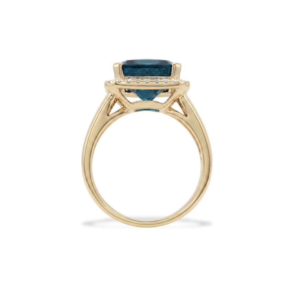 London Blue Topaz &amp; Diamond Ring in 10K Yellow Gold (1/4 ct. tw.) – Image 2 of 4