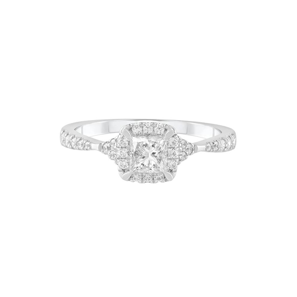 Diamond Princess-Cut Center Engagement Ring in Platinum (3/4 ct. tw.) – Image 1 of 3