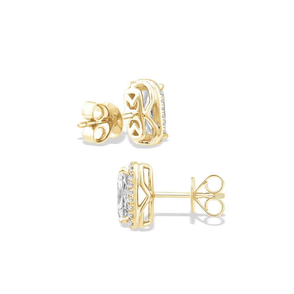 Lab Grown Diamond Elongated Cushion Halo Stud Earrings in 10K Yellow Gold (1 7/8 ct. tw.) – Image 2 of 2
