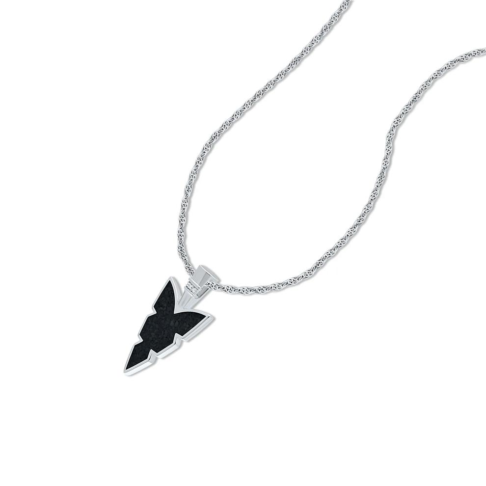 Black Crushed Diamond Arrowhead Pendant Necklace in Sterling Silver – Image 4 of 4