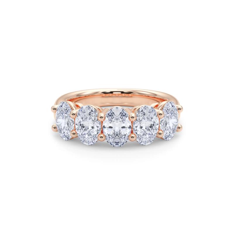 Lab Grown Diamond Five-Stone Anniversary Band in 14K Rose Gold (3 ct. tw.) – Image 4 of 5