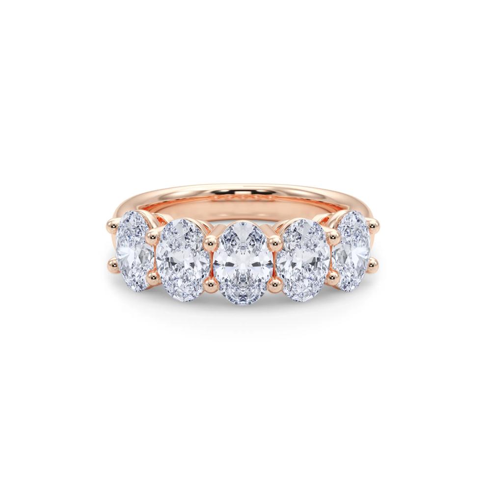 Lab Grown Diamond Five-Stone Anniversary Band in 14K Rose Gold (3 ct. tw.) – Image 4 of 5