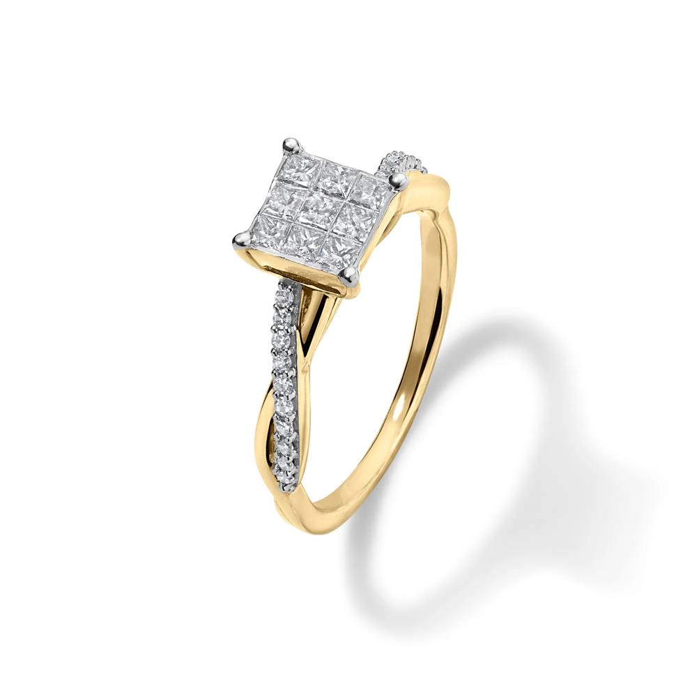 Diamond Princess-Cut Quad Composite Engagement Ring in 10K Yellow Gold (1/2 ct. tw.) – Image 4 of 4