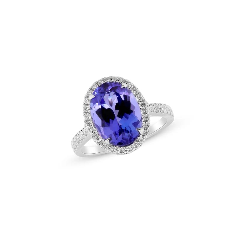 Tanzanite and Diamond Halo Ring in 18K White Gold &#40;3/8 ct. tw.&#41; – Image 4 of 4