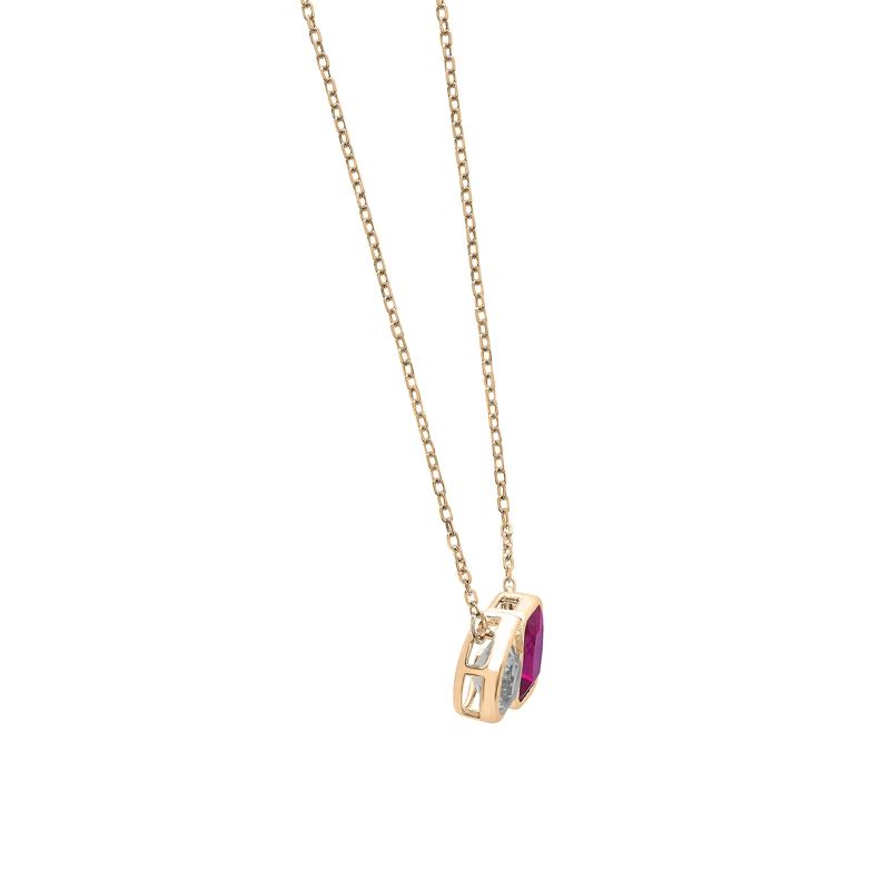 Lab-Created Ruby and Lab-Created White Sapphire Toi et Moi Two-Stone Necklace in Vermeil – Image 3 of 7